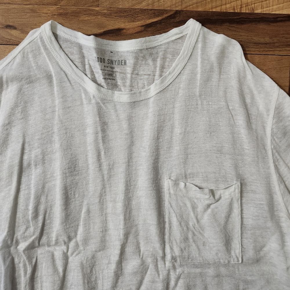 Todd Snyder Linen Pocket T-Shirt White Size XL - Picture 5 of 12